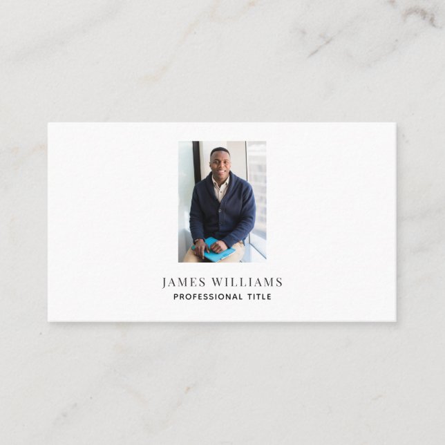 Simple Modern Minimalist Professional Photo Business Card (Front)
