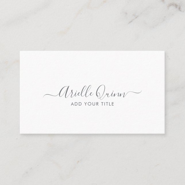 Simple Modern Minimalist Professional Script Name Business Card (Front)