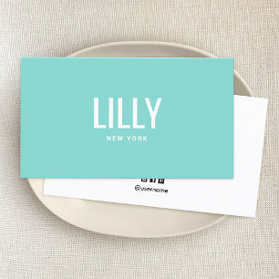 Simple Modern Minimalist Professional Turquoise Business Card