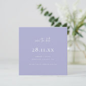 Simple Modern Minimalist Purple Save The Date (Standing Front)