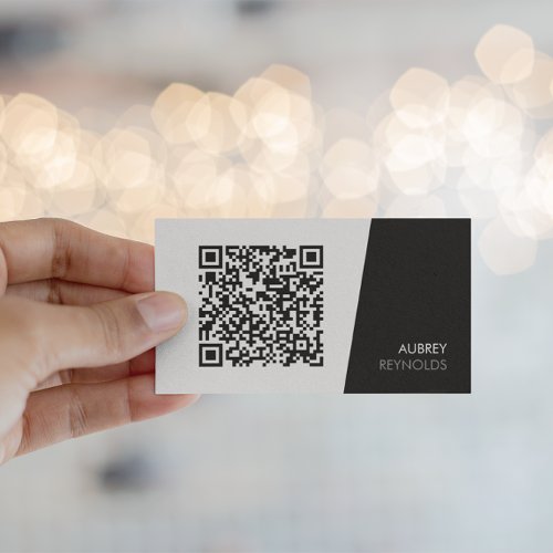 Simple Modern Minimalist QR Code Black And White Business Card