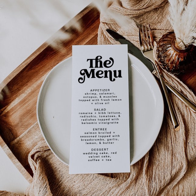 Simple Modern Minimalist Retro Wedding Menu  (Creator Uploaded)