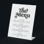 Simple Modern Minimalist Retro Wedding Menu  Pedestal Sign<br><div class="desc">This is a modern minimalist 70's inspired wedding menu featuring a sans serif font and groovy vintage font. Edit all wording except for the "the menu" on this menu template. All colors are also editable. // For matching designs, search CHARLI in the Sincerely By Nicole Zazzle store. * If you...</div>