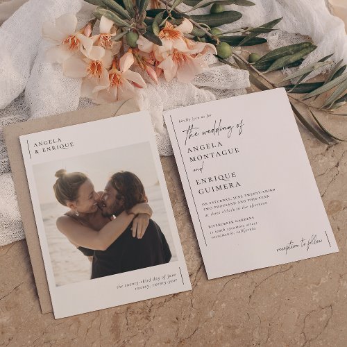 Simple Modern  Minimalist Romantic Photo Wedding Invitation