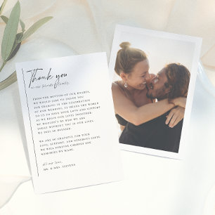 Simple, Modern & Minimalist Romantic Photo Wedding Thank You Card