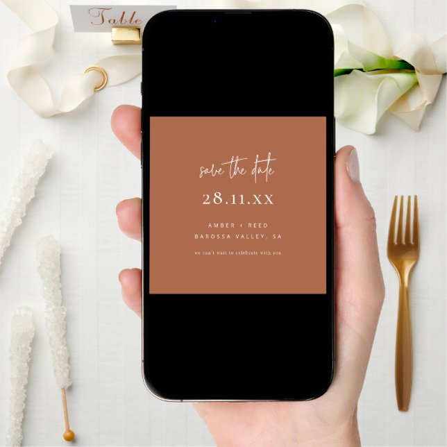 Simple Modern Minimalist Round Circle Copper Save The Date (Front Digital)