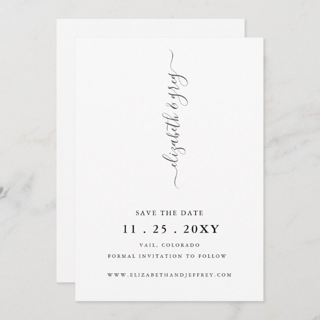 Simple Modern Minimalist Save the Date Announcement (Front/Back)
