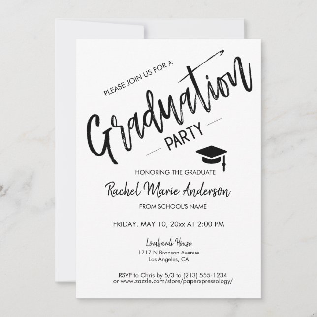 Simple Modern Minimalist Script Graduation Party Invitation
