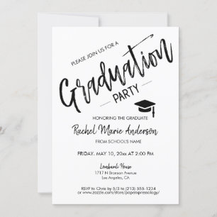 Simple Modern Minimalist Script Graduation Party Invitation