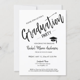 Simple Modern Minimalist Script Graduation Party Invitation