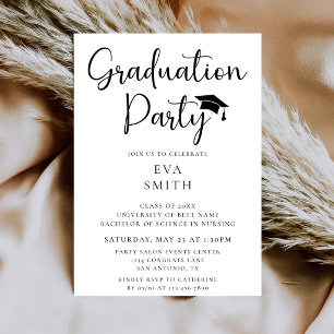 Simple Modern Minimalist Script Graduation Party Invitation