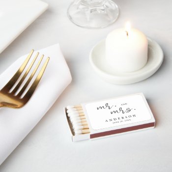 Simple Modern Minimalist Script Mr. And Mrs. Matchboxes by DancingPelican at Zazzle