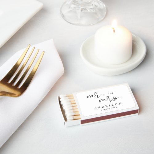 Simple Modern Minimalist Script Mr and Mrs Matchboxes