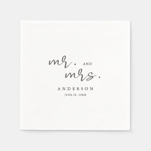 Simple Modern Minimalist Script Mr. and Mrs. Napkins