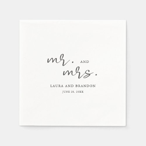 Simple Modern Minimalist Script Mr and Mrs Napkins