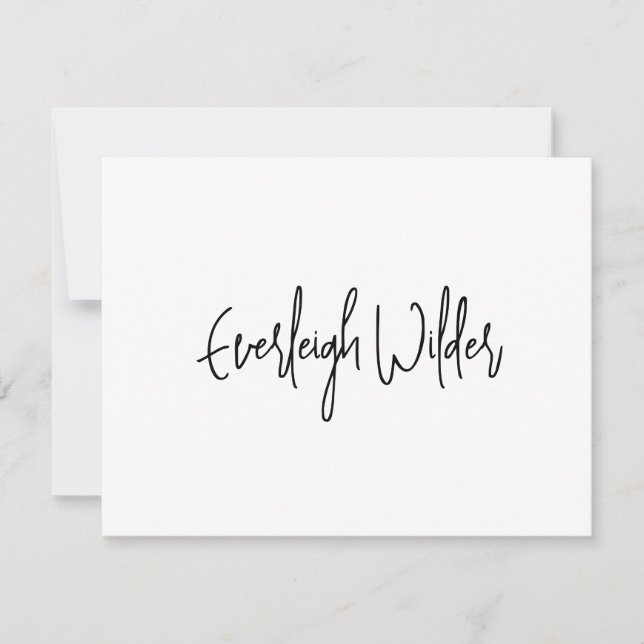 Simple Modern Minimalist Script Typography  Note Card (Front)