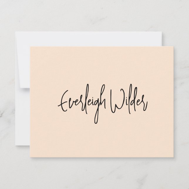 Simple Modern Minimalist Script Typography  Note Card (Front)