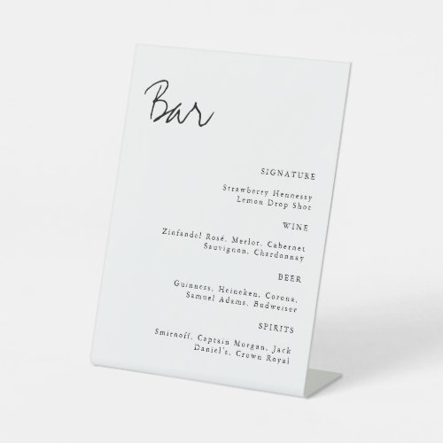 Simple Modern Minimalist Script Wedding Bar Sign