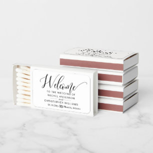 Simple Modern Minimalist Script Wedding Favor Matchboxes