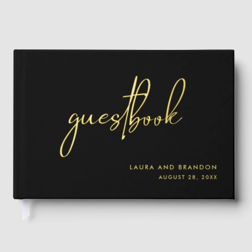 Simple Modern Minimalist Script Wedding Foil Guest Book