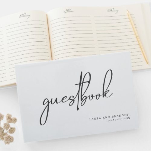 Simple Modern Minimalist Script Wedding Guest Book