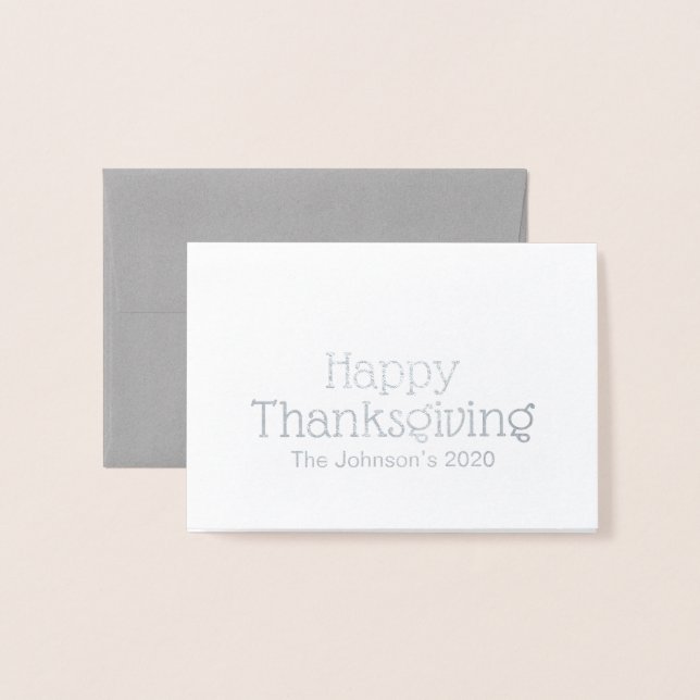 Simple Modern Minimalist Silver Foil Card (Front With Envelope)