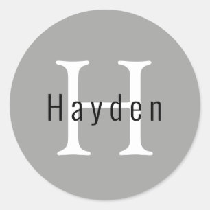 Simple Modern Minimalist Silver Monogram Initial Classic Round Sticker