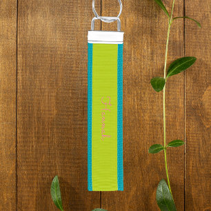 Simple Modern Minimalist Stylish Green & Pink Wrist Keychain