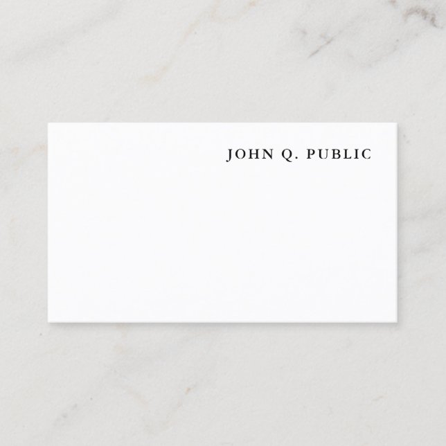 Simple Modern Minimalist Template Professional Top Business Card (Front)