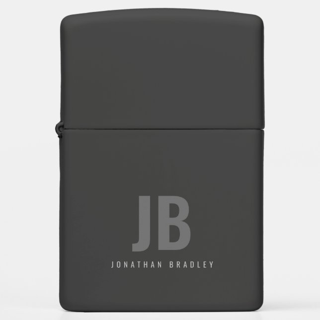 Simple Modern Minimalist Two Letter Monogram Name Zippo Lighter (Front)