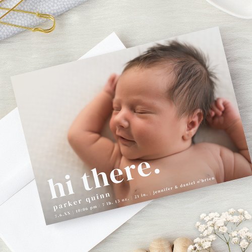 Simple Modern Minimalist Type Photo Birth Announcement