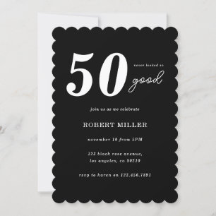 Simple Modern Minimalist Typography 50th Birthday Invitation