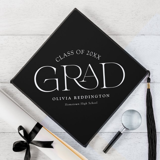Simple Modern Minimalist Typography  Graduation Cap Topper (Creator Uploaded)