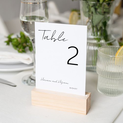 Simple Modern Minimalist Typography White Table Number