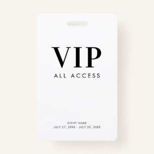 Simple Modern Minimalist VIP All Access Pass Event Badge