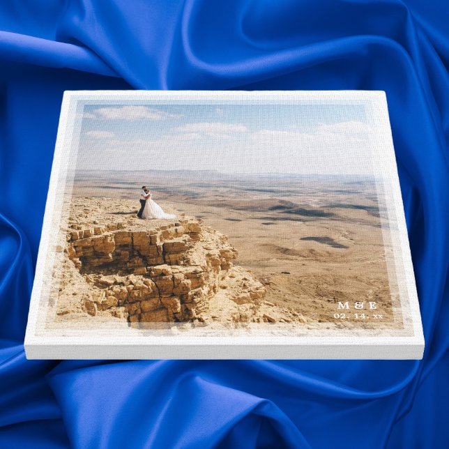 Simple Modern Minimalist Wedding Anniversary Photo Canvas Print (Creator Uploaded)
