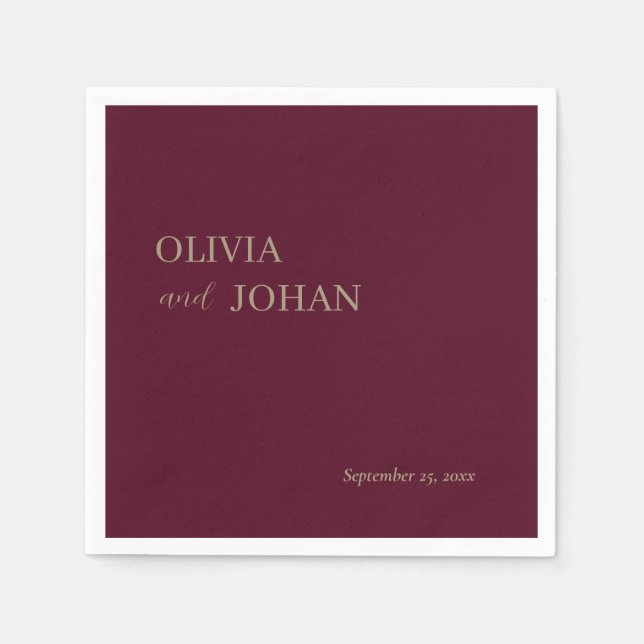 Simple Modern & Minimalist | Wedding Burgundy Napkins (Front)