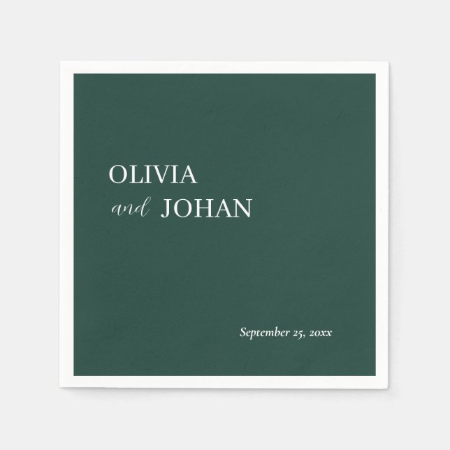 Simple Modern & Minimalist | Wedding Emerald Green Napkins (Front)