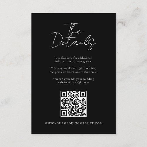 Simple Modern Minimalist Wedding Guest Details Enclosure Card
