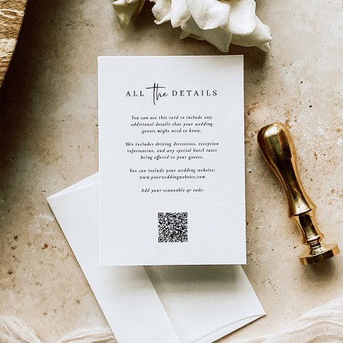 Simple Modern Minimalist  Wedding Guest Details Enclosure Card