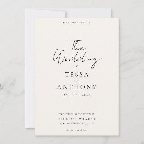 Simple Modern Minimalist Wedding Invitation