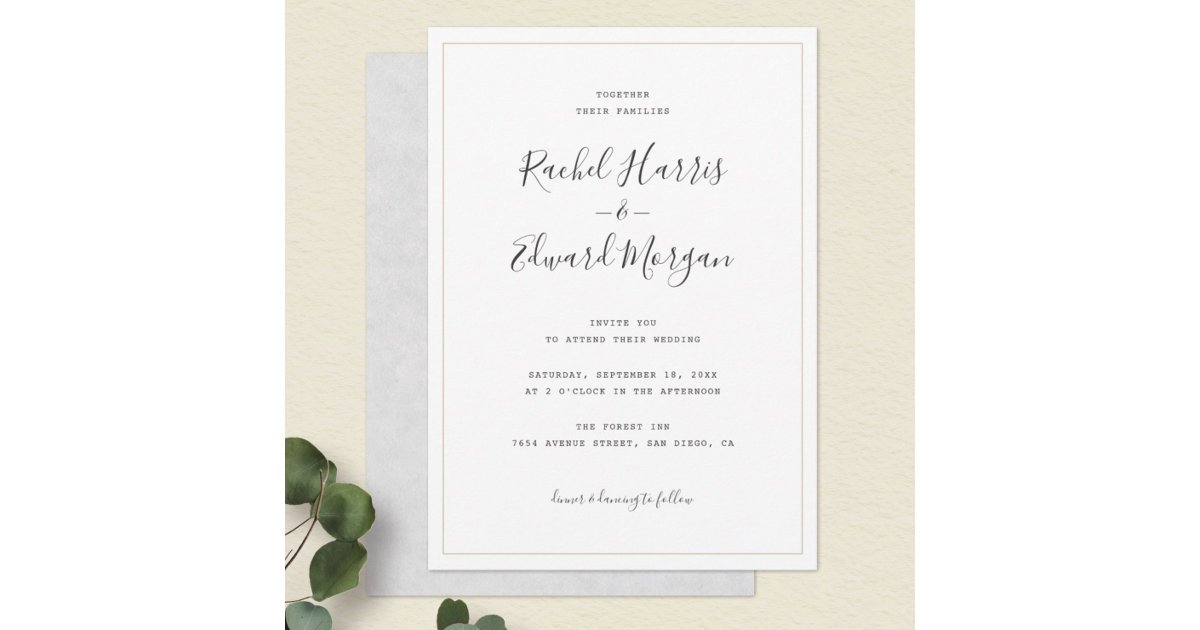 Simple Modern Minimalist Wedding Invitation | Zazzle