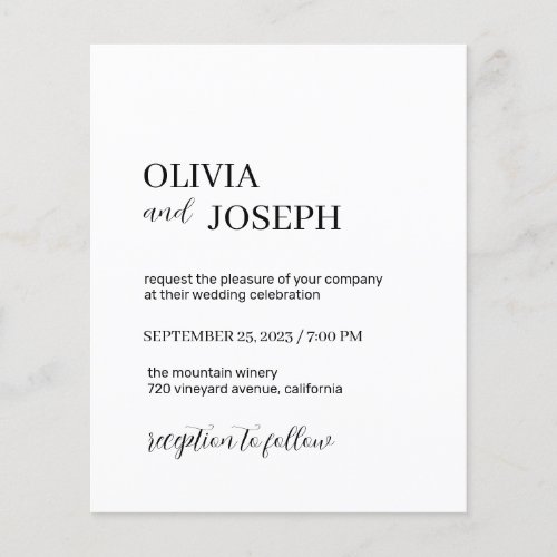 Simple Modern  Minimalist  Wedding Invitation  Flyer