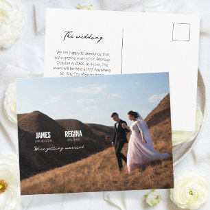 Simple modern minimalist wedding invitation postcard