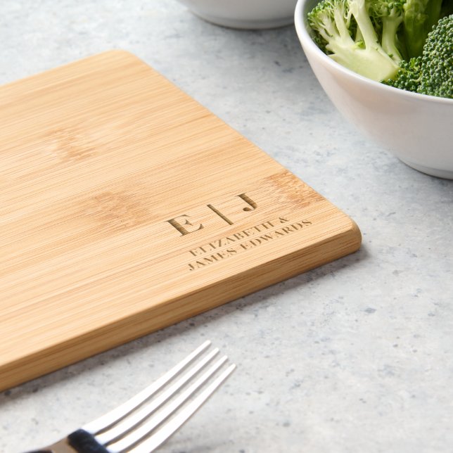 Simple Modern Minimalist Wedding Monogram Engraved Cutting Board (Kitchen)