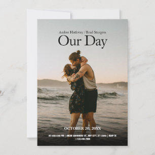 Simple modern minimalist wedding photo poster invitation