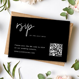 Simple Modern Minimalist Wedding QR Code RSVP Card