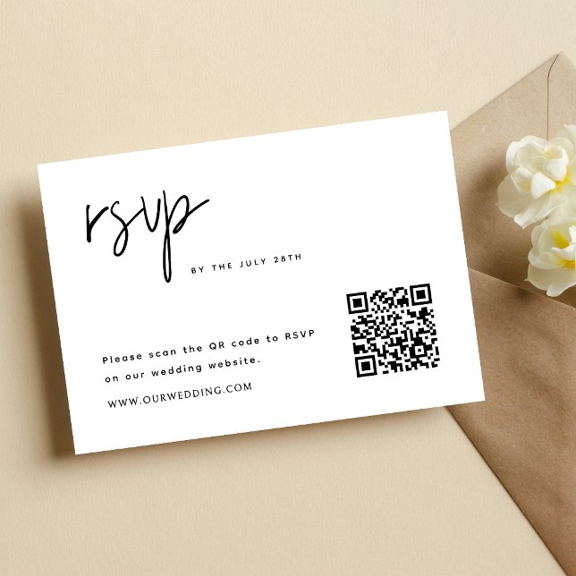 Simple Modern Minimalist Wedding QR Code RSVP Card (Creator Uploaded)