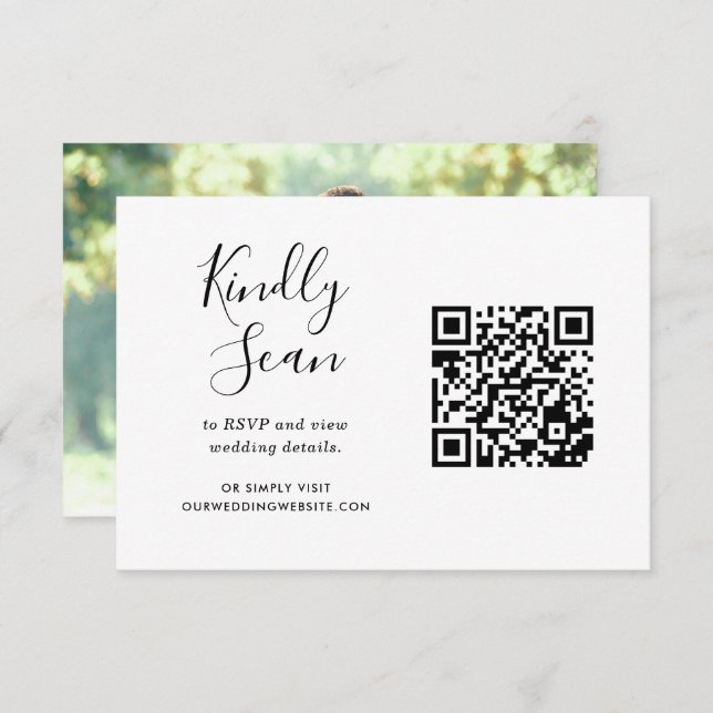 Simple Modern Minimalist Wedding QR Code RSVP Enclosure Card (Front/Back)