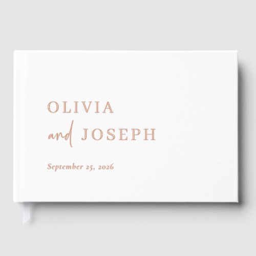 Simple Modern Minimalist  Wedding Rose Gold Foil Foil Guest Book